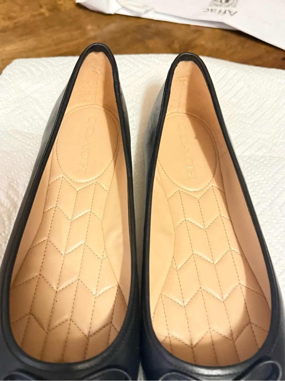Coach Black Leather Tassel Ballet Flats